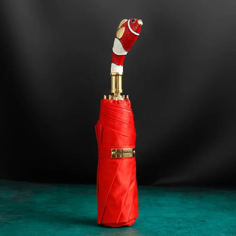 Clownfish Design Light Luxury Umbrella Long Handle Sun and Rain Umbrella with Gift Box Sun Umbrella Storm-proof Shading
