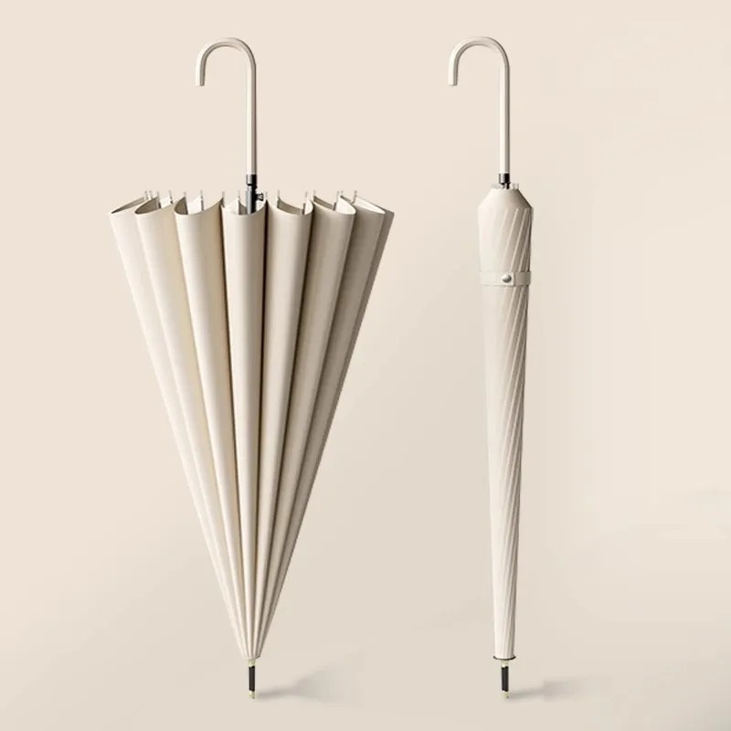 Custom Large Straight Logo Printing Promotional Branded Control Wind-Resistant Straight Handle Umbrella Reinforced Thickened