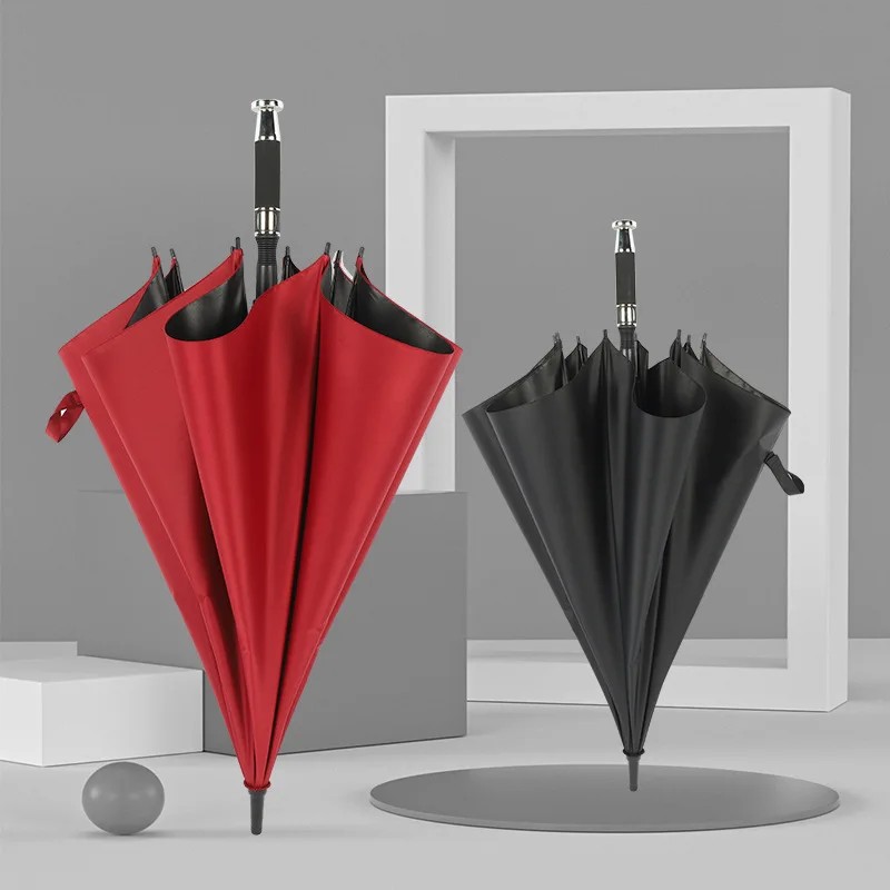 Promotion Modern 8K Long Handle Auto Business Large Umbrella Golf Thickened Black Vinyl Sunshade Special Gift Umbrella
