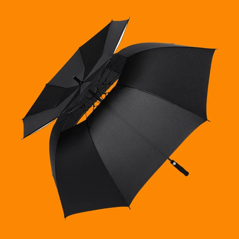 Custom Genuine Double Layer Breathable Fishing Umbrella Long Handle Automatic Golf Extra Large Windproof Umbrella Logo Printing