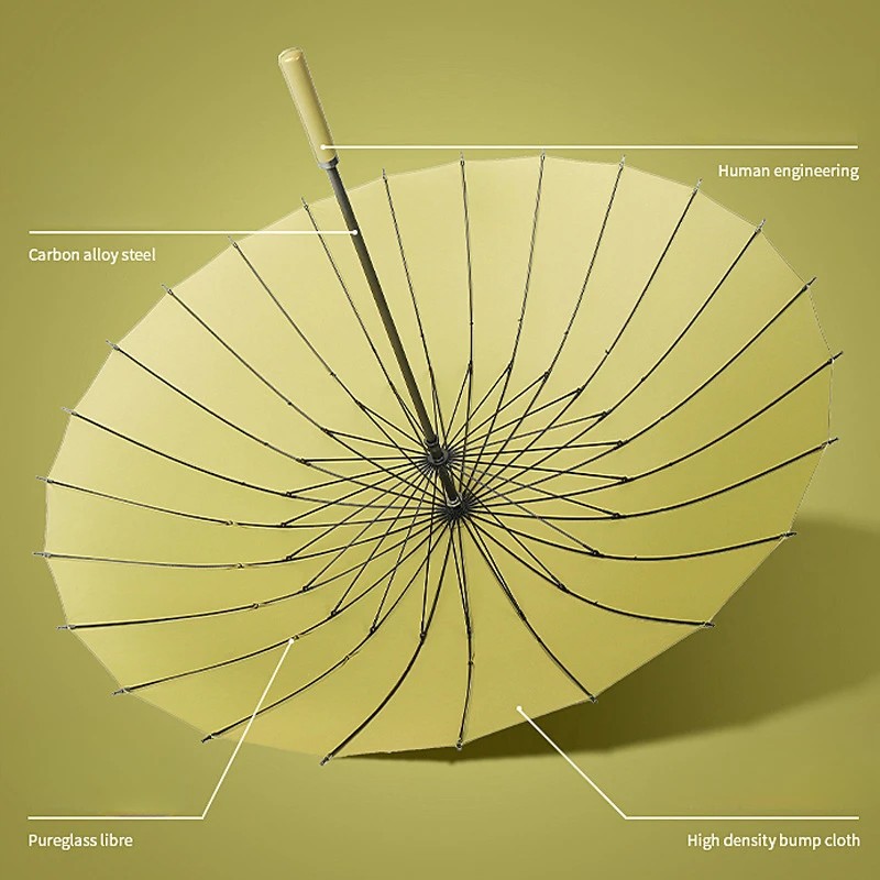 Customizable 24K Solid Wood Retro Umbrella New Long Straight Handle Semi-Automatic Control Travel Modern Design Black Coating