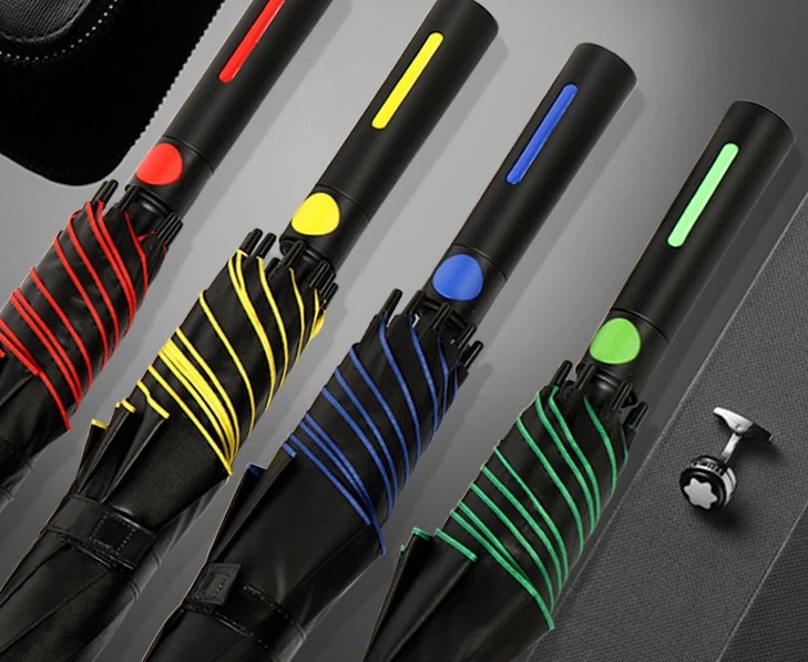 aikeling Full-color fiber automatic large-sized rain and sunny golf umbrella for business gifts, with advertising logo.