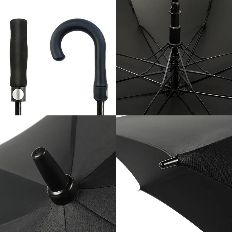 Custom Wholesale Large Business Men's Golf Umbrella Automatic Straight-Handled Long Logo Printing Gift Promotional