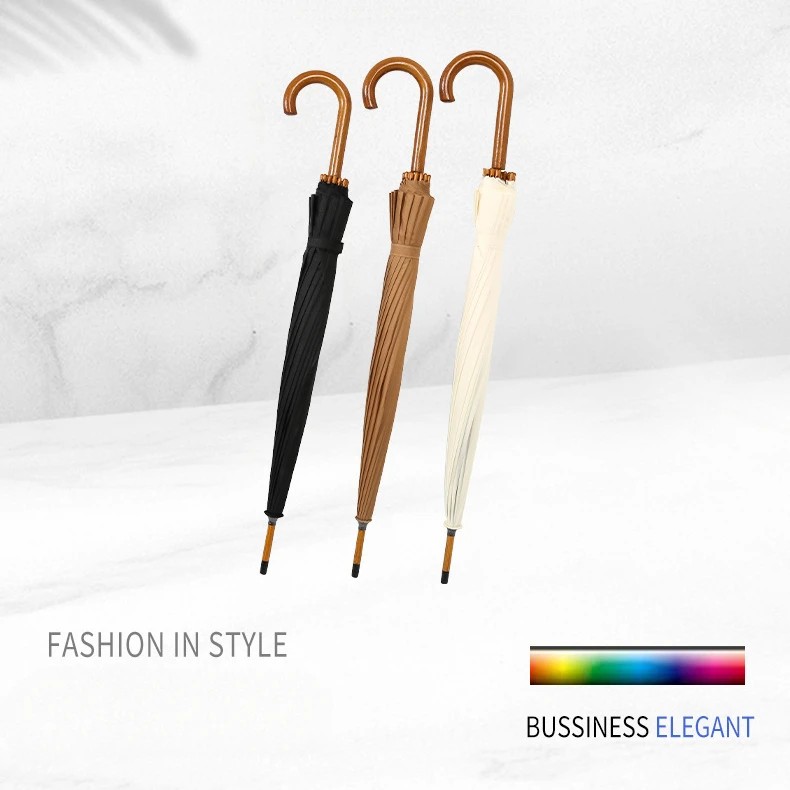 16k Wooden Handle Advertising Umbrella with Logo Print Han Dynasty Style Sun Rain Gift Antique Craft Long Automatic Umbrella