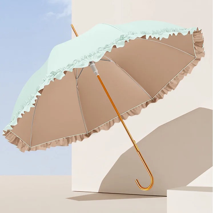 Women Girls' Modern Elegant Lace Parasol Travel Sun Rain Gold Coating Anti UV Resistance Fresh Style Double Creative Umbrella