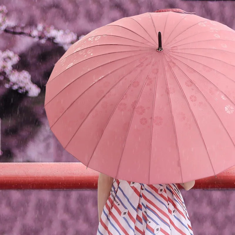 Aikeling Creative 24rib Curved Handle Modern Design Water-Activated Flower Pattern Logo Printing Extra Large Windproof Umbrella