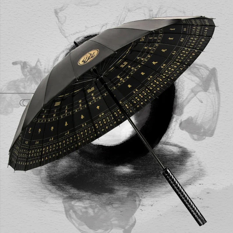 Samurai Bagua Umbrella 24-Rib Straight Handle Large Windproof Dual-Use Umbrella for Sun and Rain Advertising Umbrella