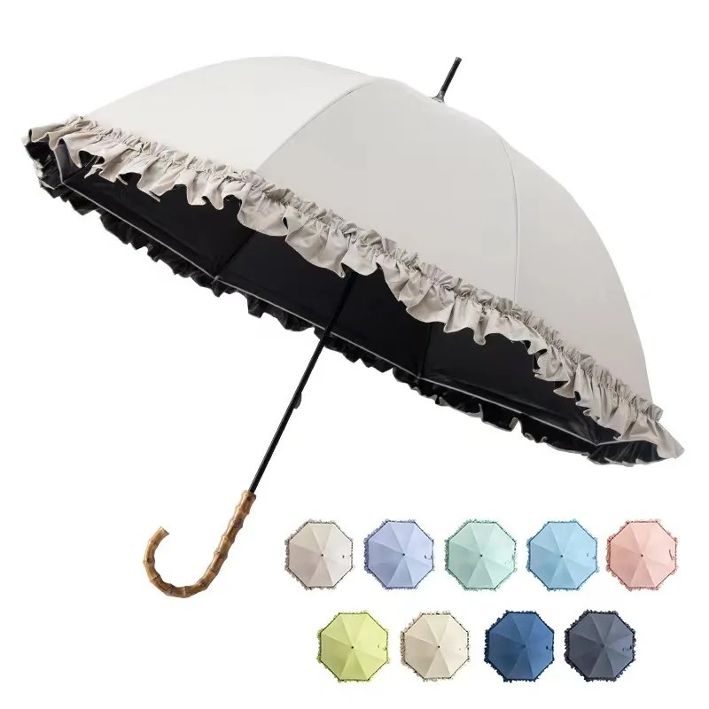 Large-sized Revolt Black Sun protection Umbrella with UV Protection, Straight Pole Umbrella