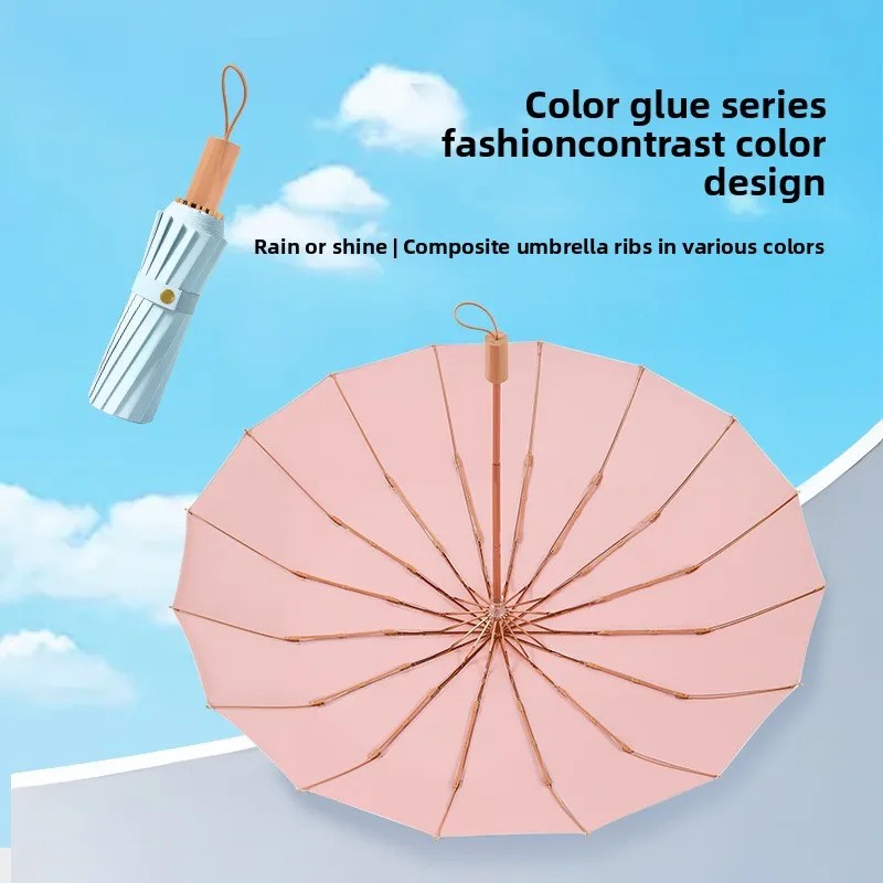 2025 New Model Guosofanghua Manual UV-Protective Color-Coated Folding Sun Rain Dual-Use Sunshade Umbrella