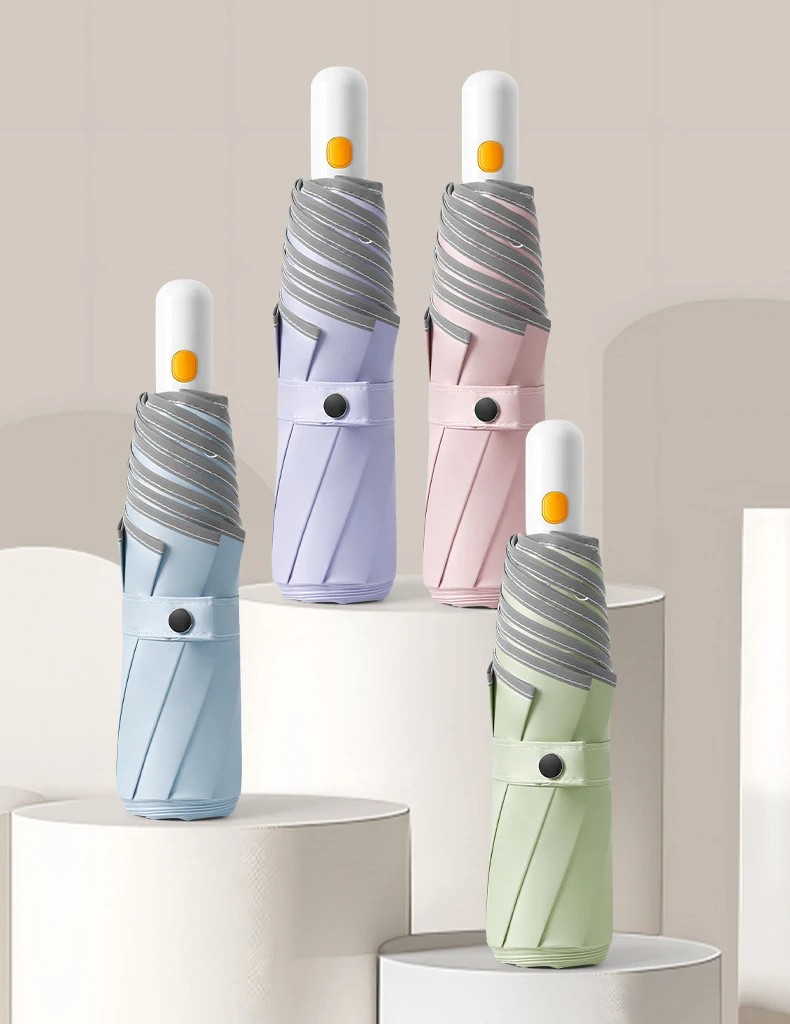 New Round Corner Umbrella Fully Automatic Korean Style Color Coating Protection Dual-Use for Sun and Rain Women Folding Umbrella