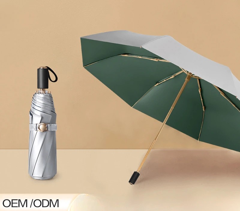 Double-layer Titanium Silver Sunshade Umbrella for Women, UV Protection, Reinforced, Wind and Rain Resistant, Solid Color