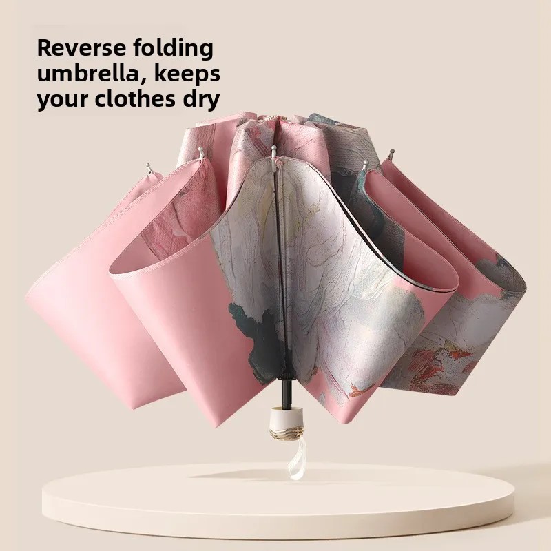8-bone Black-coated Double-sided Digital Print Double-layer 70% Umbrella High Aesthetic Value UV protection Sunshade Umbrella