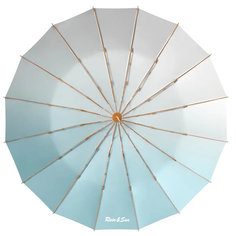 16-rib Three-fold Manual Titanium Silver Sunscreen Anti-UV Fashion Gradient Sunny Rainy Dual-use Customizable Umbrella