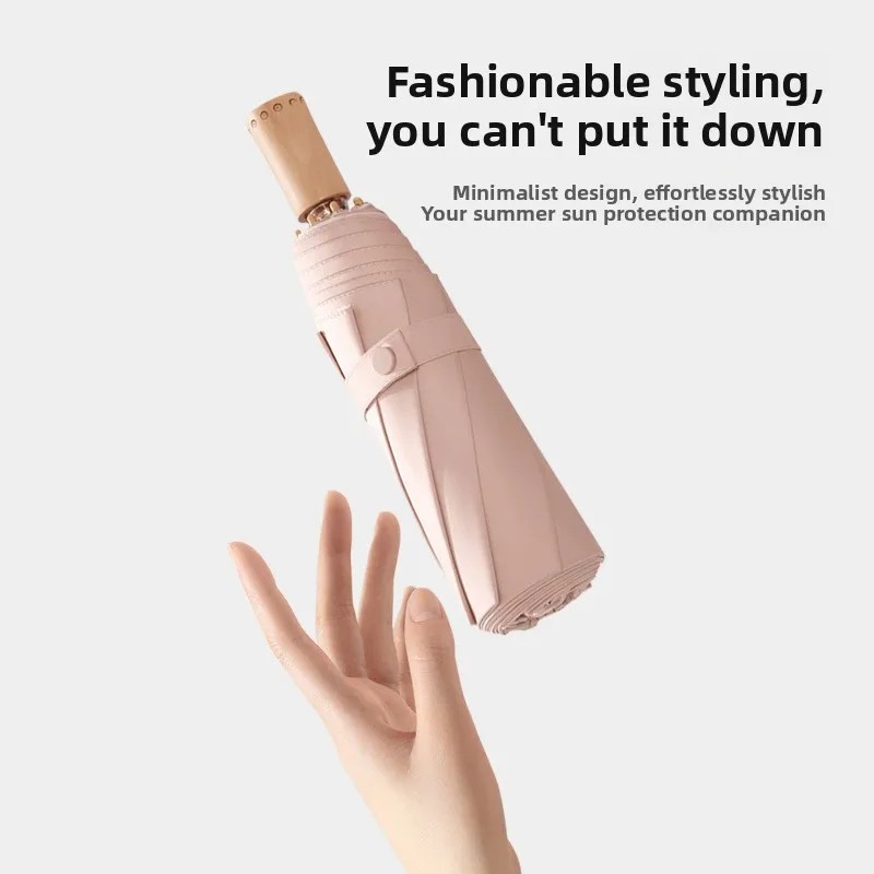 Wooden Handle Gradient Double-layer Three-fold Manual Adult Sun Umbrella High Appearance Sunny Rainy Dual-use Wholesale