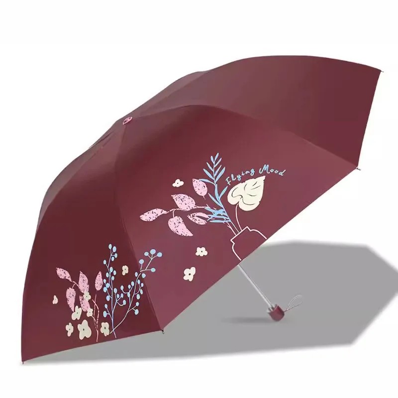 Paradise Umbrella 307E Snow Moon Wind Flower 70% Black Coating Steel Sun Protection UV Protection Pencil Umbrella Umbrella