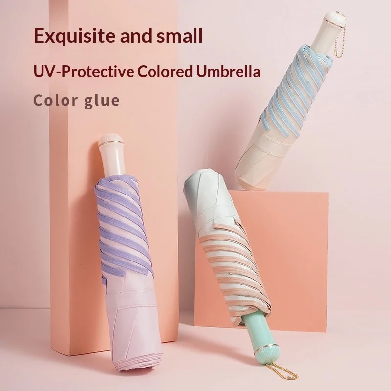 Corner Safety Anti-Puncture Manual Retractable Handle Aluminum Polyester Fiber Sunshade Sunscreen Folding Umbrella for Sunny