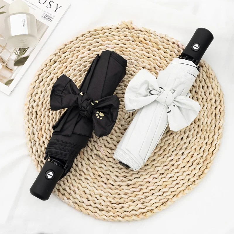 Folding Women's High-end Cartoon Design Sun UV Proof Protection for Students Foldable Dual-Use for Fully Automatic Umbrella