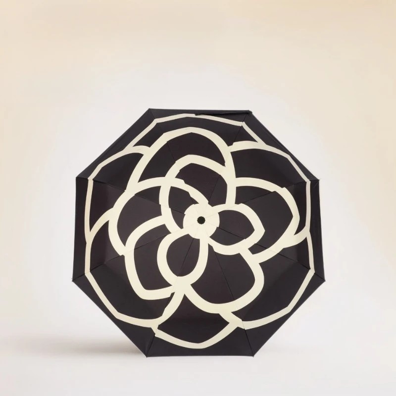 Clear Rain Umbrella Creative Camellia Flower Two-Handed Manual Umbrella 8 110cm Open Diameter Three-Folding Outdoor Vinyl Rubber