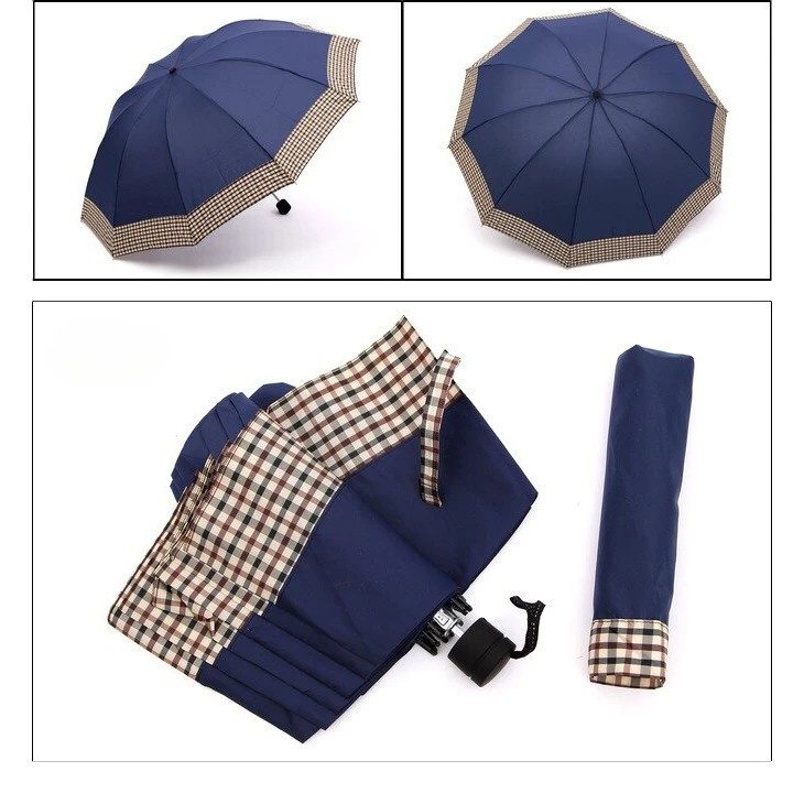 Clear Rain Umbrella 3-Folding  Wedding Umbrella 108cm Open Diameter Semi-Auto Closure 8K Ribs Plastic Handle Outdoor