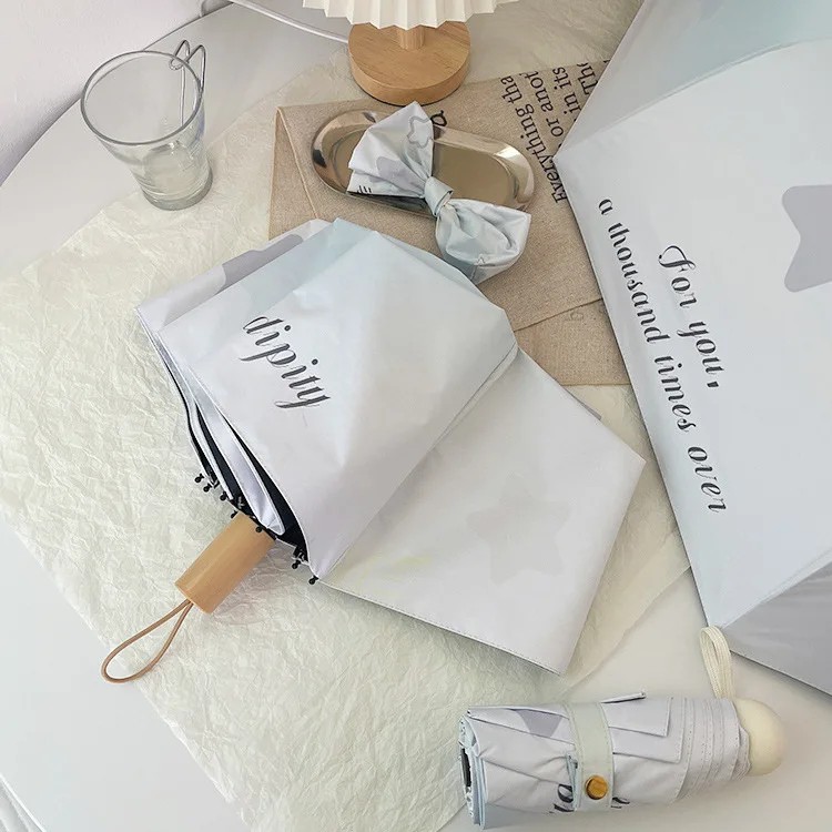 Gradient Ins Style Black Glue Professional Protection Automatic Umbrella Dual-use Sun and Rain Women's Portable Mini Umbrella