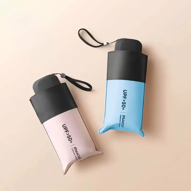 New Invented Products Flat Pocket Manual Sunshade Umbrella Ultra Light Mini Women Portable Black Coated Sun Protection Sun Rain