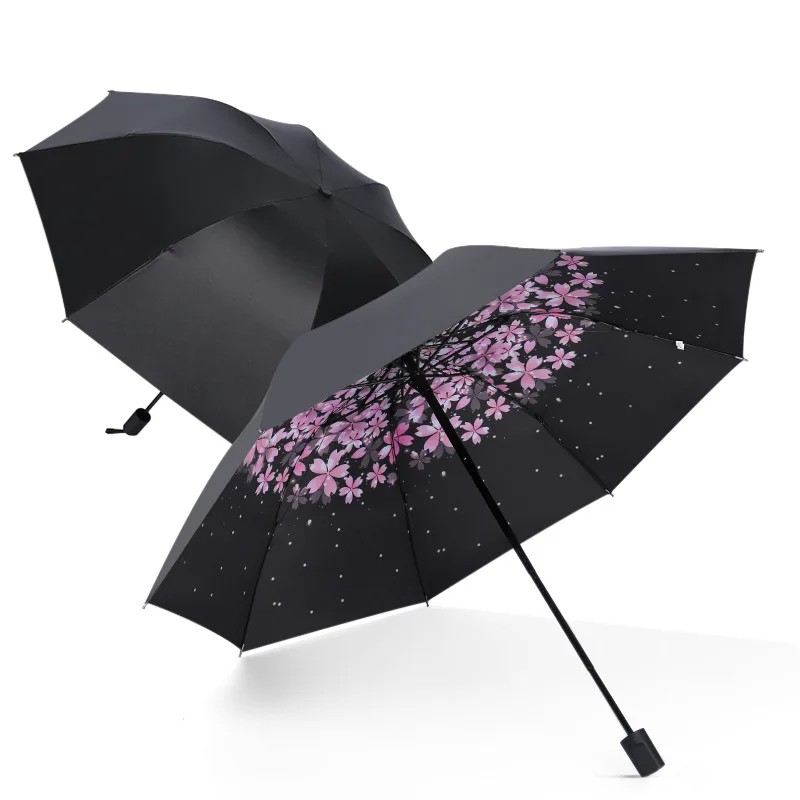 Outdoor Automatic Chinese Style Sun Umbrella Lightweight Sunny Rainy Dual-use Three-fold Sunscreen Folding Advertising Custom