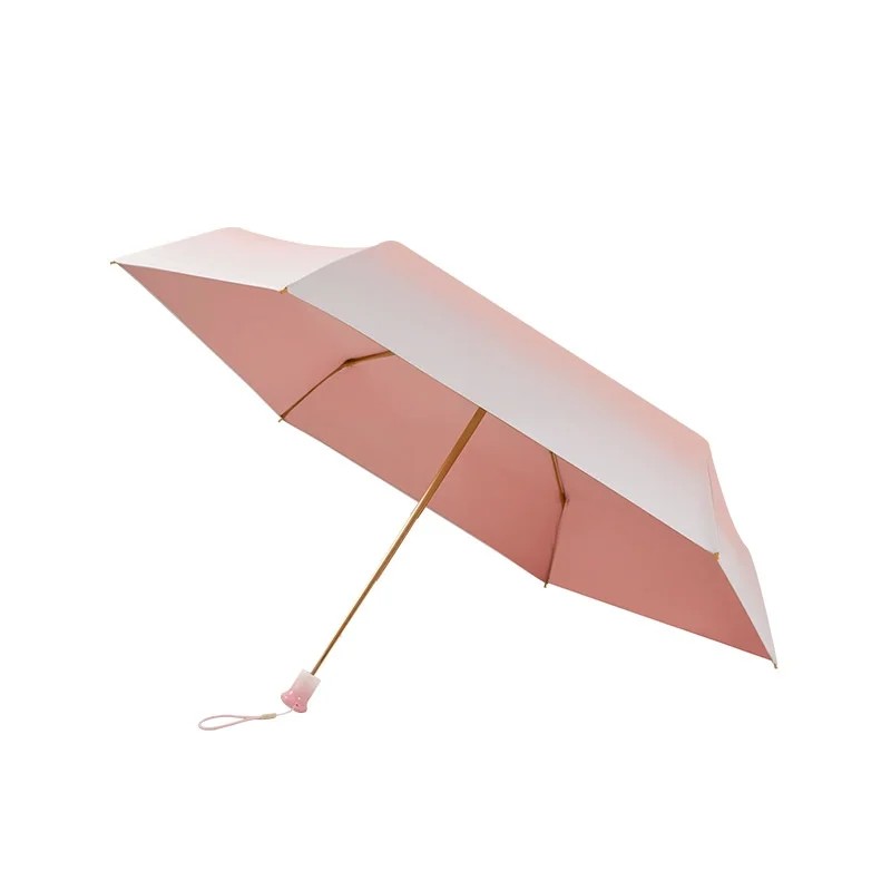 Umbrella for WomenTelescopic Handle Capsule Mini Umbrella High End Small Portable Six Fold Golden Rod Alloy Plastic Sunny Rainy