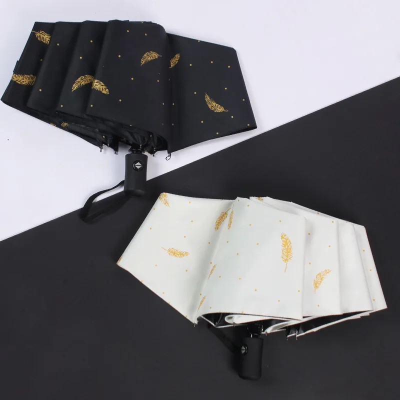 Custom Wholesale Automatic DualUse for Sun and Rain Umbrellas UV Protection Waterproof Heavy Resistant Full Blackout Umbrella