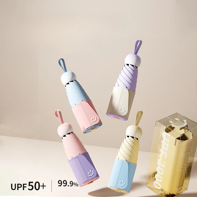 Umbrella for Women Sunshade Umbrella with UV protection Sunny and Rainy Days Portable and Foldable in Five Sections