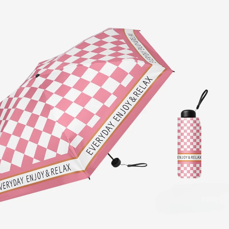 Pocket Umbrella Versatile 190T Pongee Multifunctional Folding Umbrella Classic Alphabet Print Design for Travel Easy Carry