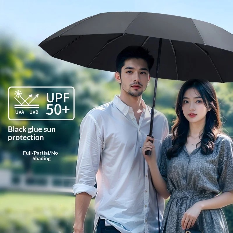 Fully Automatic High-End Retractable Folding Umbrella Heavy Rainstorm Windproof Reinforced Sunny Rainy Dual-use Large Umbrella