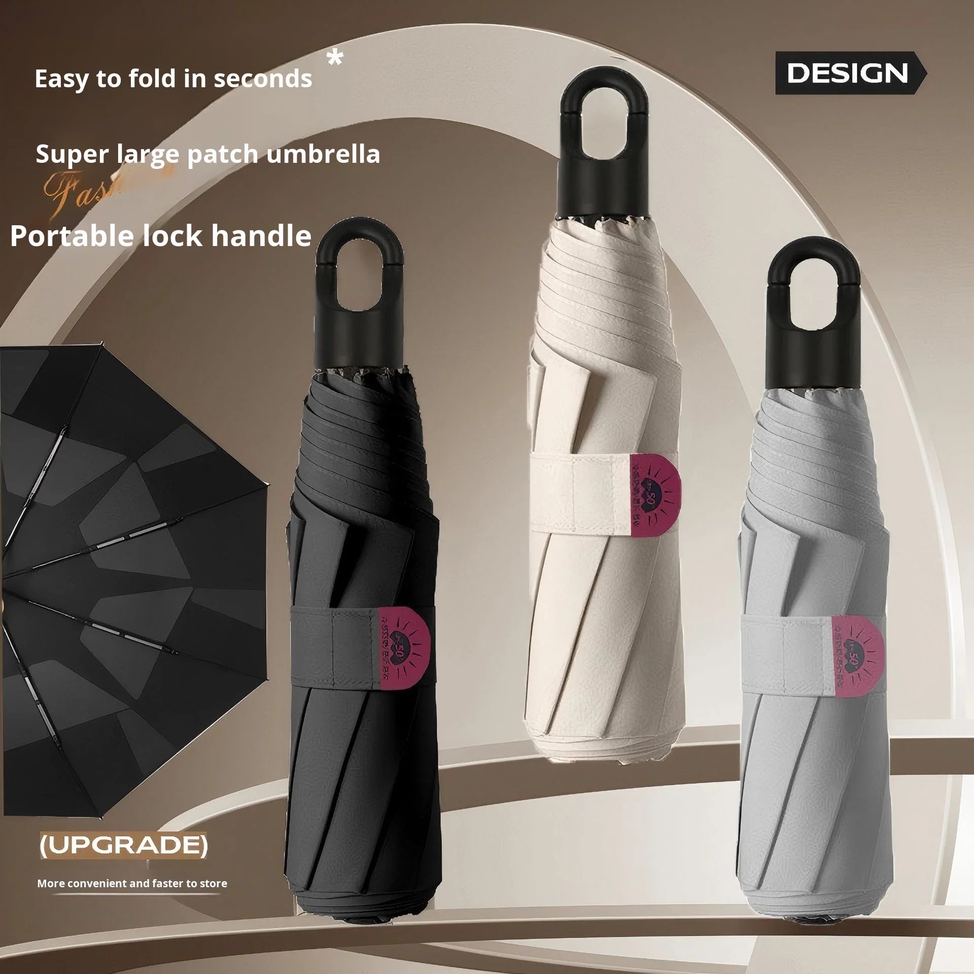 Ring Buckle Memory Patch Easy Fold Store Fold Free Umbrella Black Coating Sun Protection Dual Use Umbrella Manufacturer in Stock