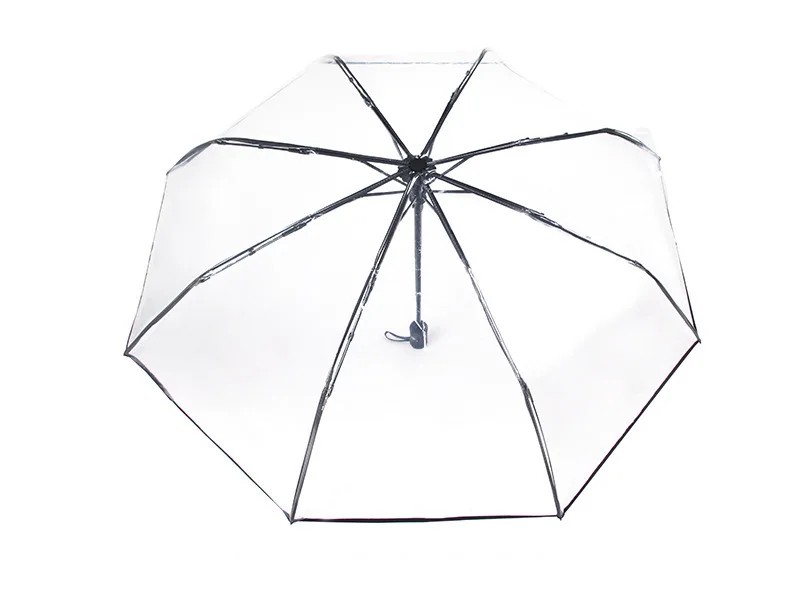 Transparent Umbrella 3 Folding Umbrella Fully Automatic Transparent Umbrella Customizable Advertising Logo Manufacturer Supply