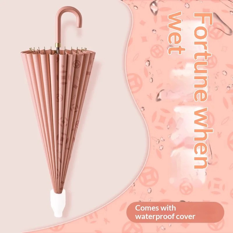 Multi Color Hook 24-rib Waterproof Cover Umbrella Large Size Double Long-handled Semi-automatic Women's Sturdy Anti-storm