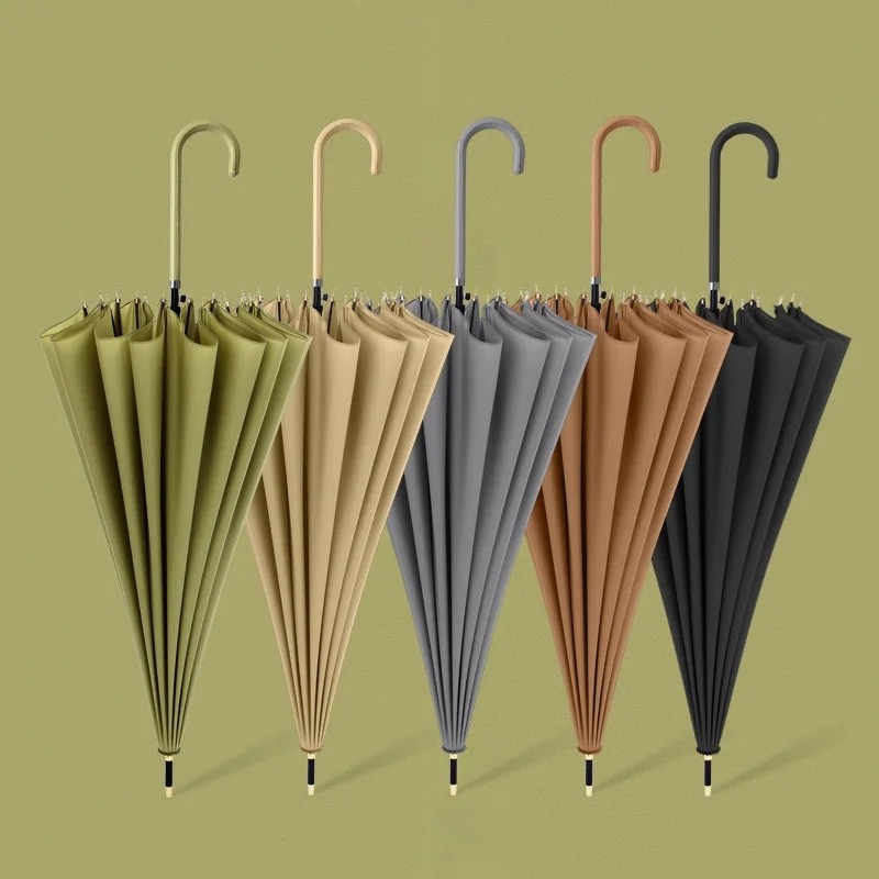 Sombrinhas 16-Rib Long-Handled Straight Umbrella Automatic Opening Modern Business Style UV Protection Custom Logo Umbrella