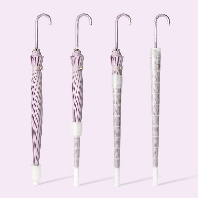 Multi Color Waterproof Women's Double Semi-automatic Large Extra Large Car Heavy Rain Umbrella Long Straight Handle 16 Ribs