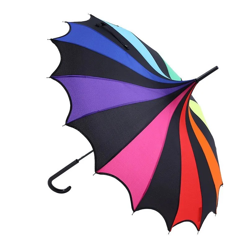 Large Durable Classic Travel Golf Pagoda 55cm 16K Panels Steel Ribs PU Curve Handle Manual Umbrella with Straight Pattern