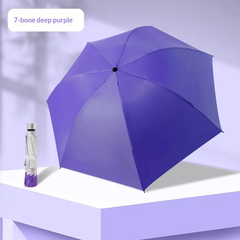 7 Bone Three-Fold Silver Glue Advertising Gift Umbrella with Custom Logo Printing Anti-UV Casual Design for Business Promotions