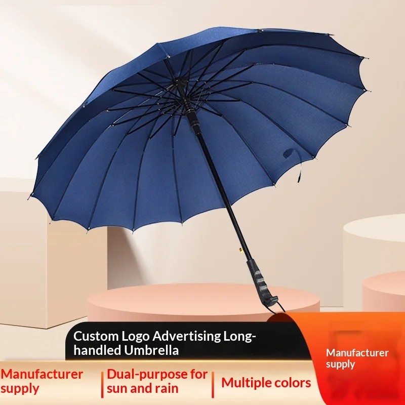 Wholesale In-stock Advertising Umbrellas Printed logo Large Men's Straight-handled UV Protection Business Use Automatic Opening