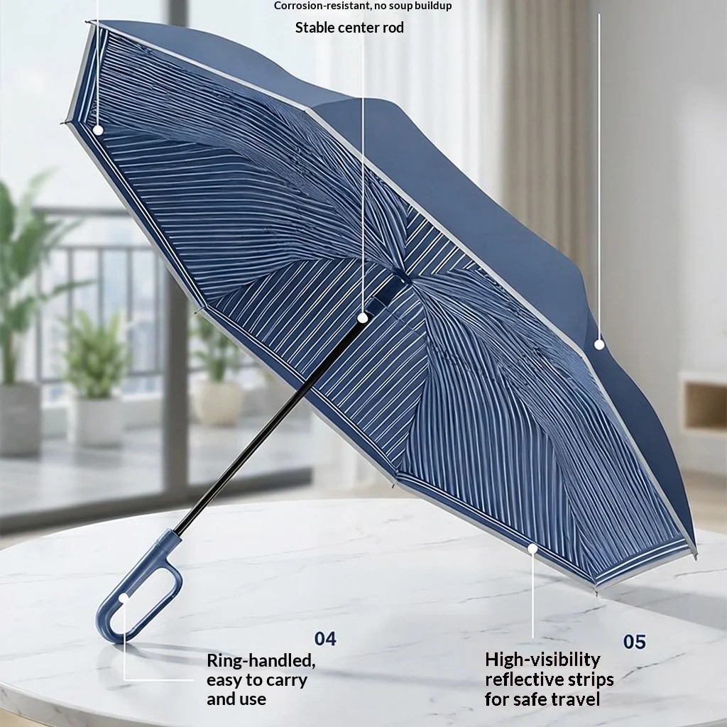 Wholesale Double layer Color Matching Automatic Buckle Car Reverse Business Men's Long-handled Umbrella 4S Store Gift