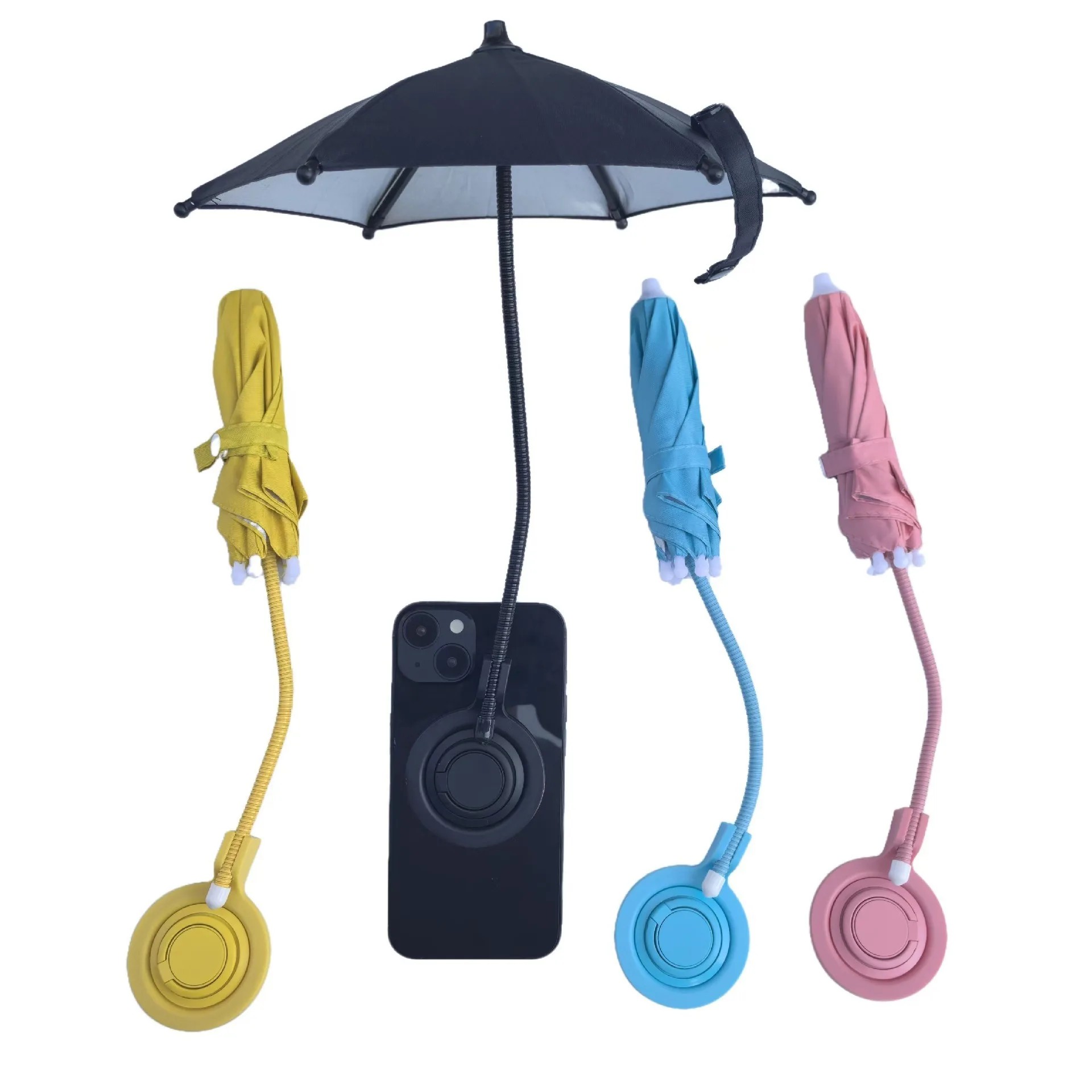 Magnetic Telescopic Mobile Phone Umbrella Holder Mini Sunshade Small Foreign Trade Wholesale Custom Logo Minimalist