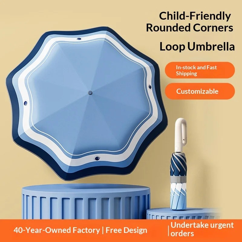 Automatic Buckle Cute Children's Umbrella Anti-rebound Sectional Folding Sunshade Reflective UV Protection Girl Student