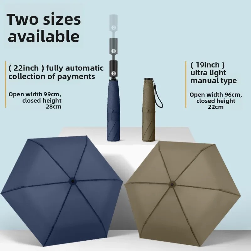 Cross-border Supply Three-fold Ultra-light Telescopic Memory Umbrella Wholesale Sunny Rainy Custom Advertising Automatic