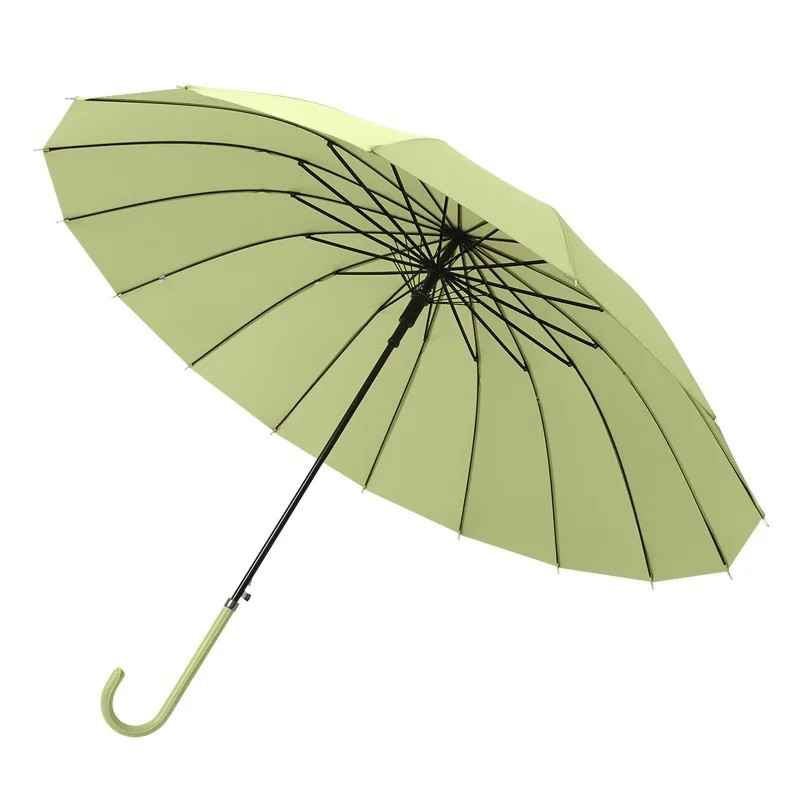 16-bone Umbrella Fresh Color Scheme Curved Handle Straight Shaft Unisex Long-handled Automatic Opening UV protection Promotional