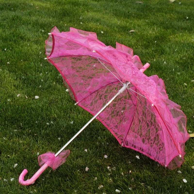Parasol Umbrellas Wedding European Style Lace Umbrella with Metal Ribs Multi Color Trim Performance Props Supplies Wholesale