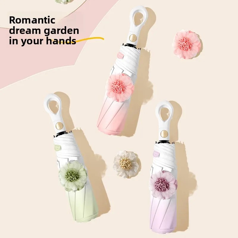 Fully Automatic Women's Sunshade Umbrella UV Protection Light Luxury Design Digital Printed Patterns for Sunny Rainy Days