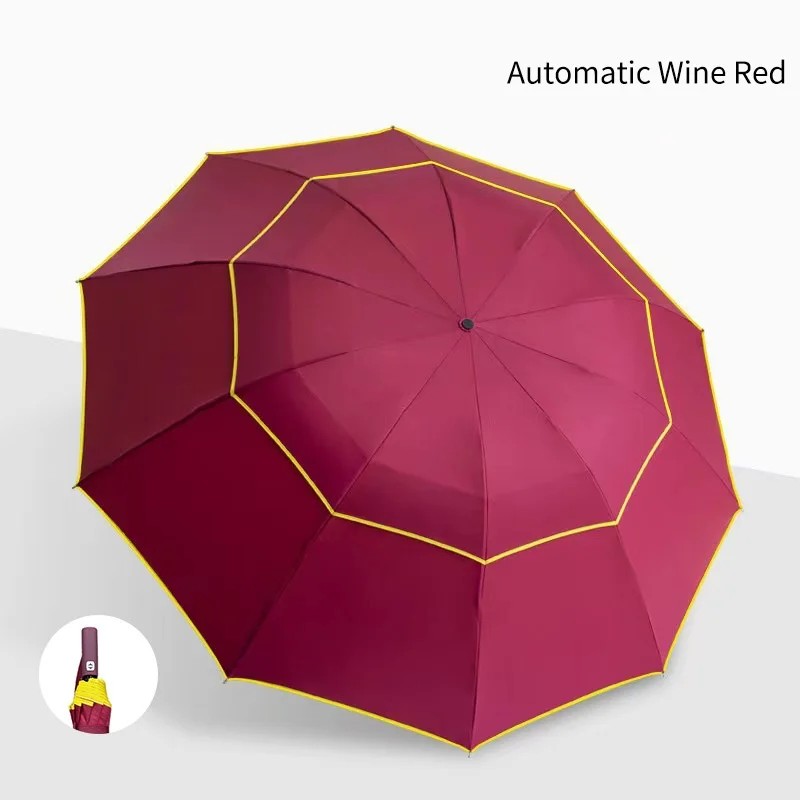Ten Bone Plus Business Men's Manual Folding Breathable Steel Rubber Advertising Umbrella Logo Printing Creative Double layer