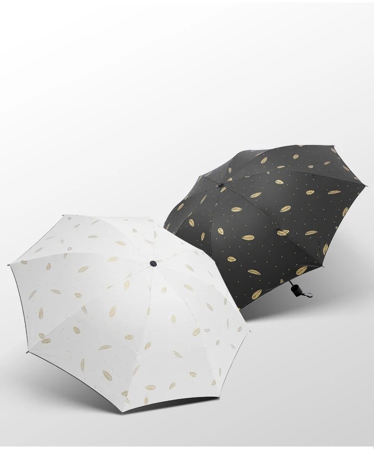 Feather Manual Rubber Women Umbrellas for the Rain Fresh Simple UV Proof Rainproof Rain Gear Three Folding Advertising Umbrella