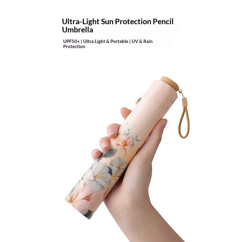 113g Gold Glue Creative Feather Manual Ultra Light Small Portable Pencil Umbrella Anti UPF50+ Umbrellas for the Rain Gear