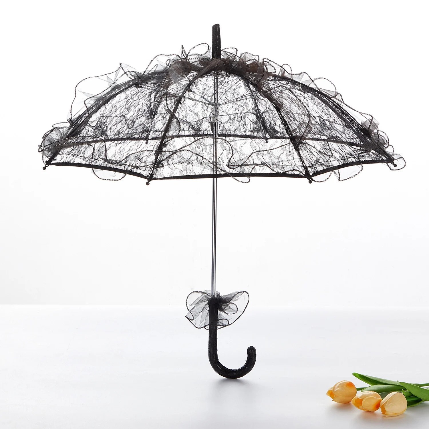 Foreign Trade Craft Small Lace Wedding Flower Girl Parasol Umbrellas Wedding Dancing European Style Solid Color Woven Umbrella
